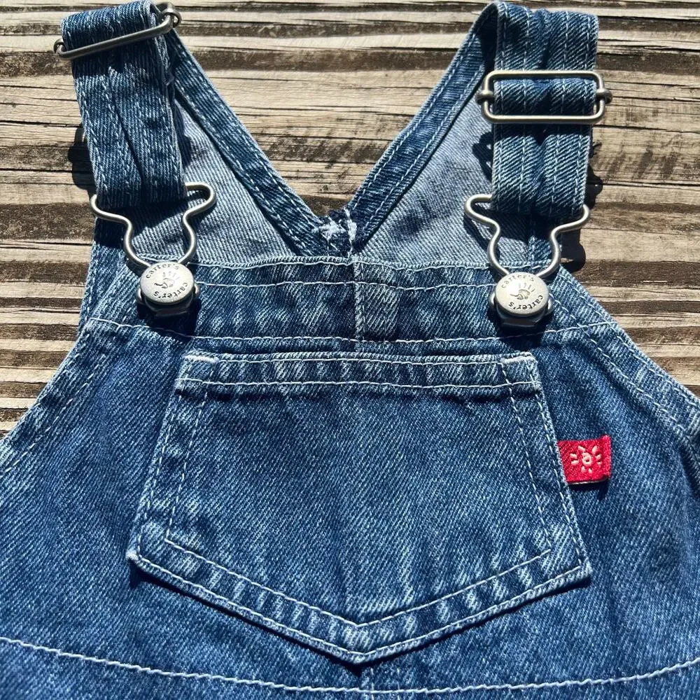Vintage 90s Carters John Lennon Denim Overalls 9M Unisex Baby Carpenter Cotton